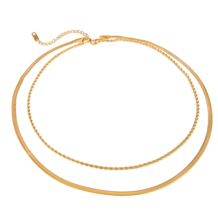 1 Stück Simple Series Lässige ringförmige Edelstahl-Halsketten mit 18 Karat Goldbeschichtung für Damen h5Bild7