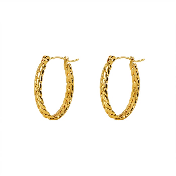 1 paar simple series simple strip titanium staal goud vergulde dames creolen h5Afbeelding6
