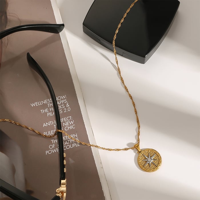 1 Piece Luxurious Series Chic Eight-pointed Star Stainless Steel Gold & Silver Color Women's Pendant Necklaces h5Picture8
