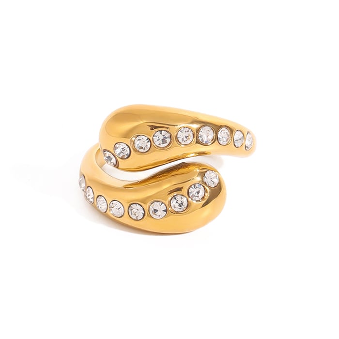 1 stück simple series droplet edelstahl gold farbe damen einzelringe h5Bild7