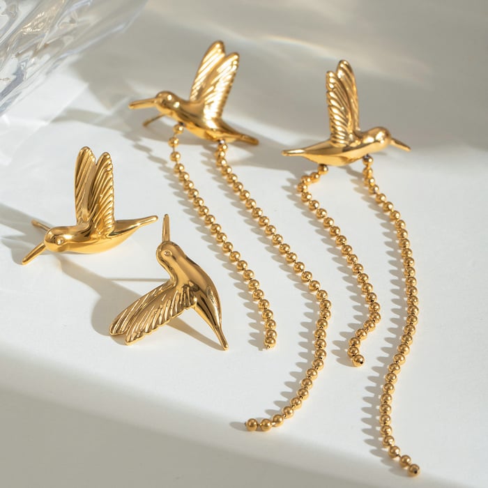 1 Paar Ohrclips aus Edelstahl im Retro-Tier-Stil der Ethnic-Serie, 18 Karat vergoldet, für Damen h5Bild4