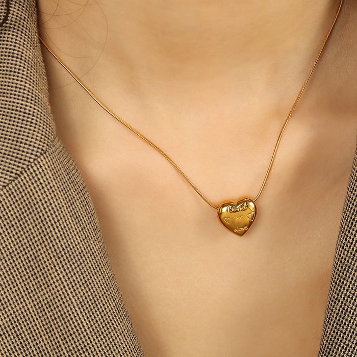 1 Piece Romantic Series Trendy Heart Shape Letter Stainless Steel Gold Color Women's Pendant Necklaces h5Picture6