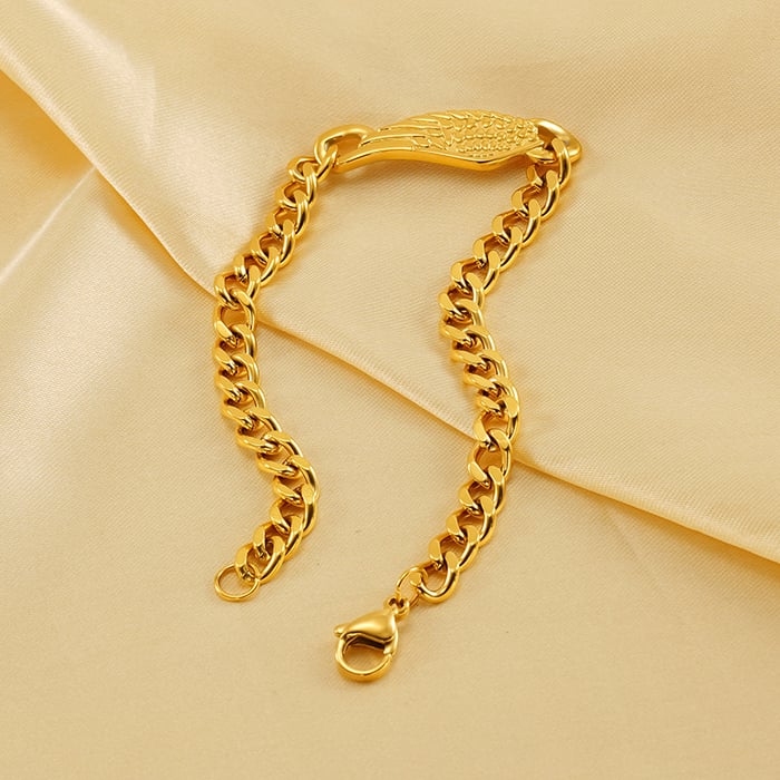 1 stück simple series klassische edelstahl vergoldete unisex-kettenarmbänder h5Bild4