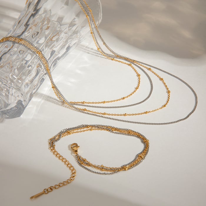 1 Piece Minimalist Series Classic Annular Stainless Steel Gold and Silver Color Women's Layered Necklaces h5Picture4
