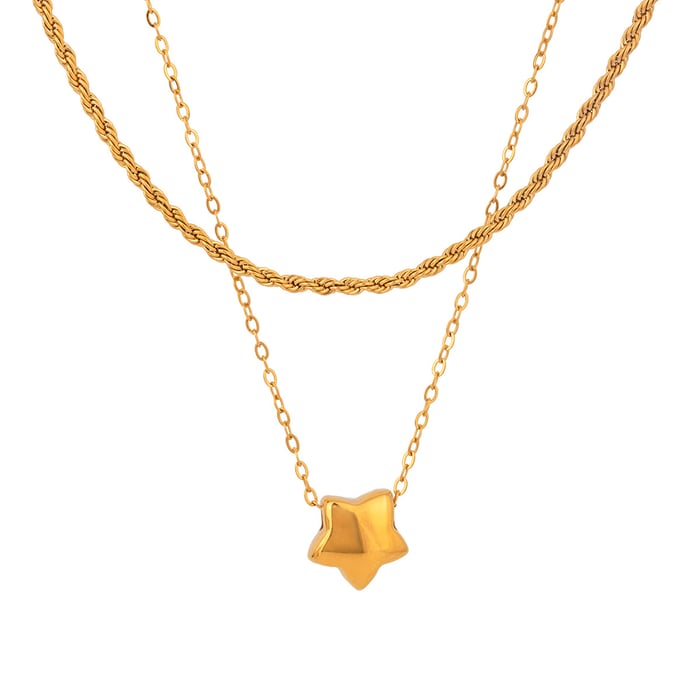 1 piece simple series simple pentagram stainless steel  gold plated women layered necklaces h5Picture5