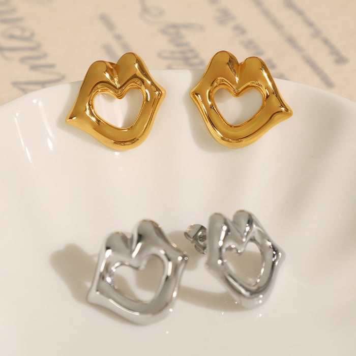 1 pair simple series simple geometric stainless steel  gold plated women stud earrings h5Picture3
