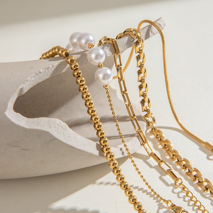 1 piece luxurious series elegant geometric stainless steel  gold plated women chain bracelets h5Picture5