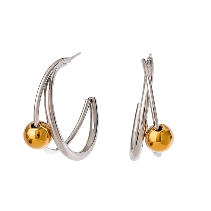 1 paar einfache serie style ringförmige creolen aus edelstahl in goldfarbe für damen h5Bild9