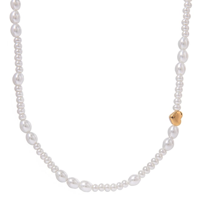 1 Stück Classic Series Retro Beads Edelstahl 18 Karat vergoldet Kunstperlen Damen Perlenketten h5Bild6