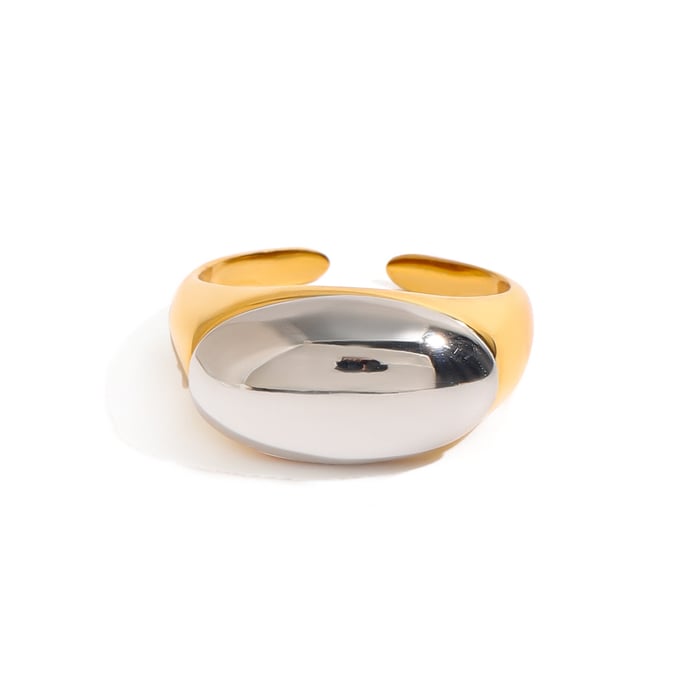 1 stück simple series  oval edelstahl gold farbe damen verstellbare ringe h5Bild6