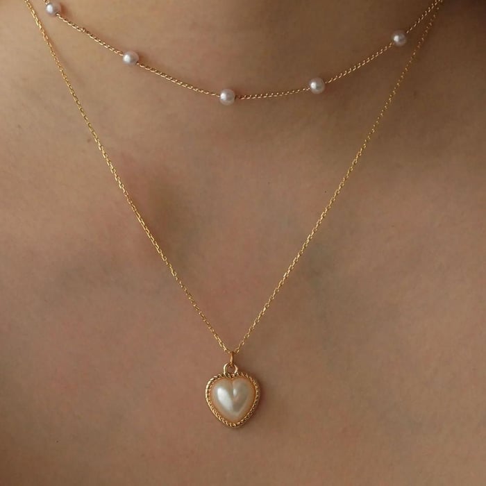1 Stück Romantische Serie Süße Liebe/Herzform Edelstahl Gold Farbe Damen Anhänger Halsketten h5Bild7