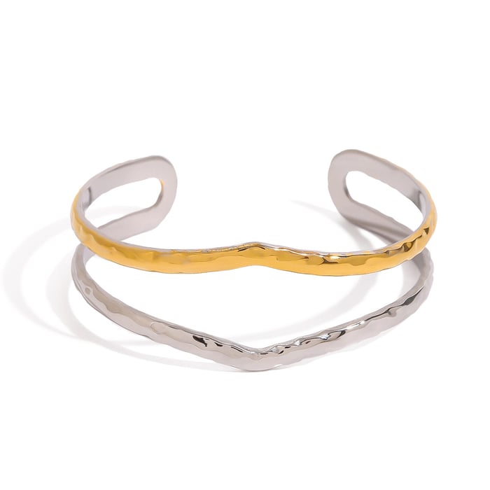 1 stück simple series linie edelstahl vergoldet damen armreifen h5Bild10