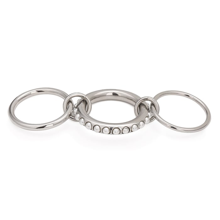 1 pair simple series daily geometric stainless steel  gold plated artificial pearl women single ring h5Picture6