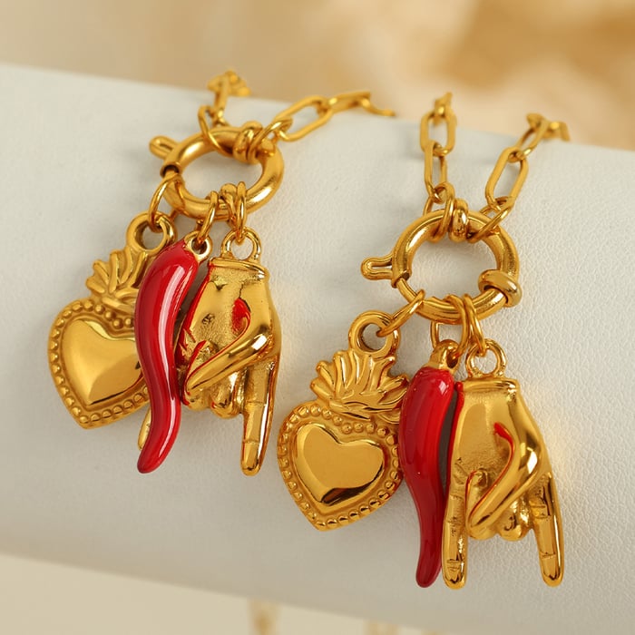 1 piece simple series retro heart stainless steel  gold plated women pendant necklaces h5Picture4