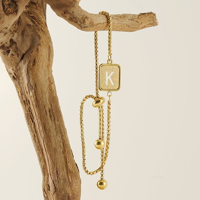 1 Stück Simple Series Daily Letter Titanstahl 18 Karat vergoldete Damen-Kettenarmbänder h5Bild5