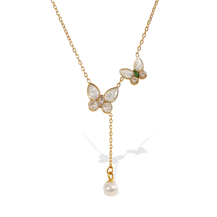 1 Piece Gorgeous Series Exquisite Butterfly Stainless Steel Gold Color Women's Pendant Necklaces h5Picture7