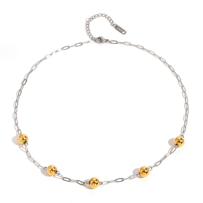 1 piece simple series casual geometric stainless steel  gold plated women chain necklaces h5Picture5