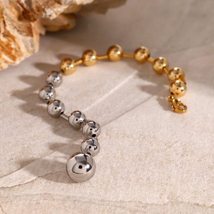 1 piece simple series simple geometric stainless steel  gold plated women beaded bracelets h5Picture3