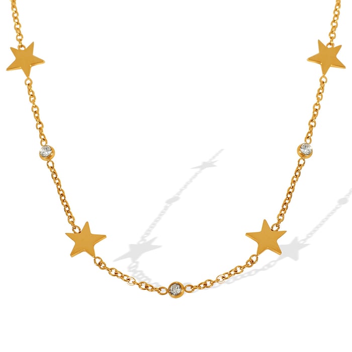 1 piece simple series simple sun/moon stainless steel  gold plated rhinestone women pendant necklaces h5Picture7