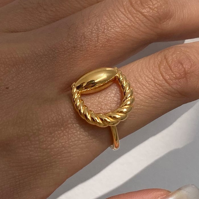 1 stück simple series ringförmige edelstahl goldfarbene damen-einzelringe h5Bild11