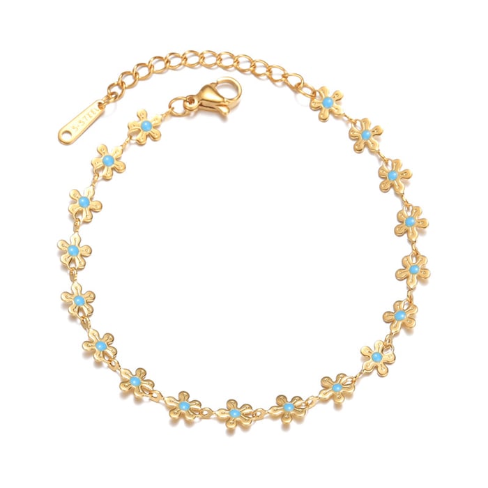 1 Stück Simple Series Niedliche Blume Edelstahl 18 Karat vergoldet Damen Charm Armbänder h5Bild5