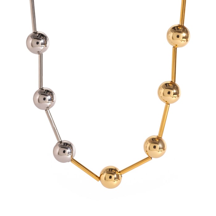 1 Stück Simple Series Einfache geometrische Edelstahl 18 Karat vergoldet Damen Kettenhalsketten h5Bild5