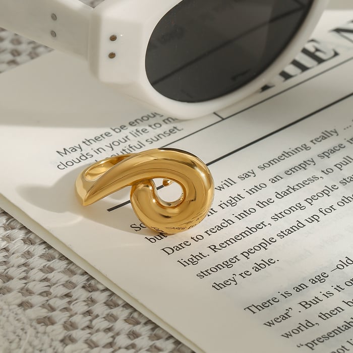 1 stück simple series  kreis edelstahl gold farbe damen einzelringe Bild3