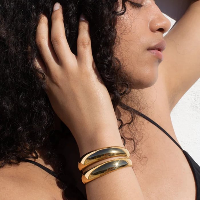 1 Stück Manschettenarmband aus goldfarbenem Edelstahl h5Bild4