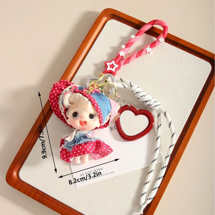 1 Piece Fairy Series Sweet Polka Dots Clothers Doll Rayon Women's Bag Charms h5Picture5