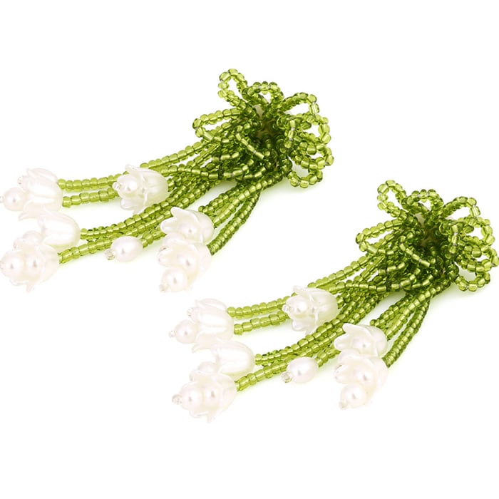 1 Pair Romantic Beaded Flower Tassel Earrings h5Picture4