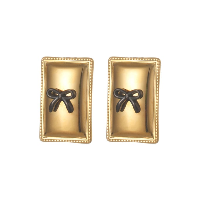 1 Paar Simple Series Simple Bow Knot Edelstahl 18 Karat vergoldete Damen-Ohrstecker h5Bild3