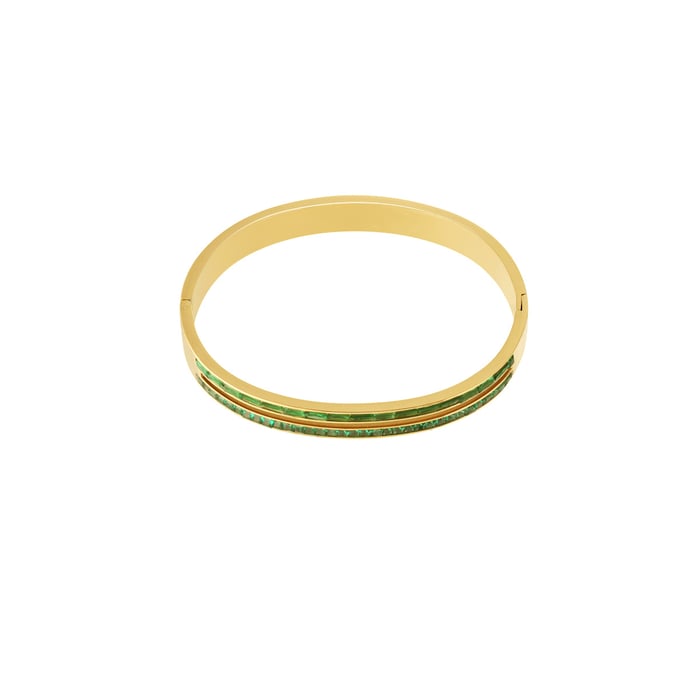1 Piece Luxurious Series Simple Double Lines Stainless Steel Gold Color Women's Bangles Picture4