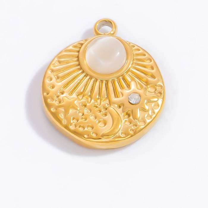 1 Stück Luxuriöse Serie Klassische Sonne/Mond Edelstahl Gold Farbe Damen Anhänger h5Bild7
