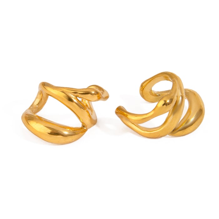 1 Pair Stylish Series Classic Irregular Shape Stainless Steel Gold Color Women's Clip-on Earrings h5Picture9
