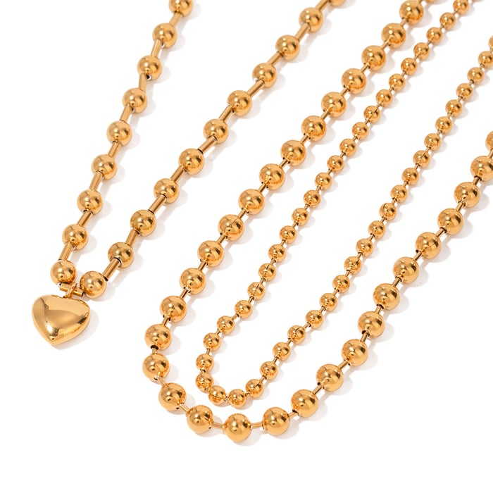 1 piece simple series simple heart stainless steel  gold plated women beaded necklaces h5Picture6