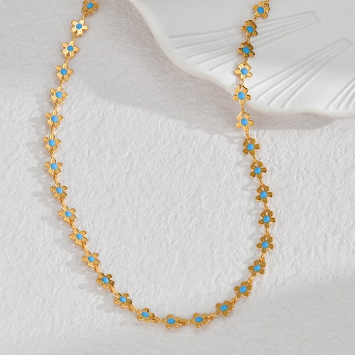 1 Stück Simple Series Niedliche Blume Edelstahl 18 Karat vergoldet Damen Charm Armbänder h5Bild4