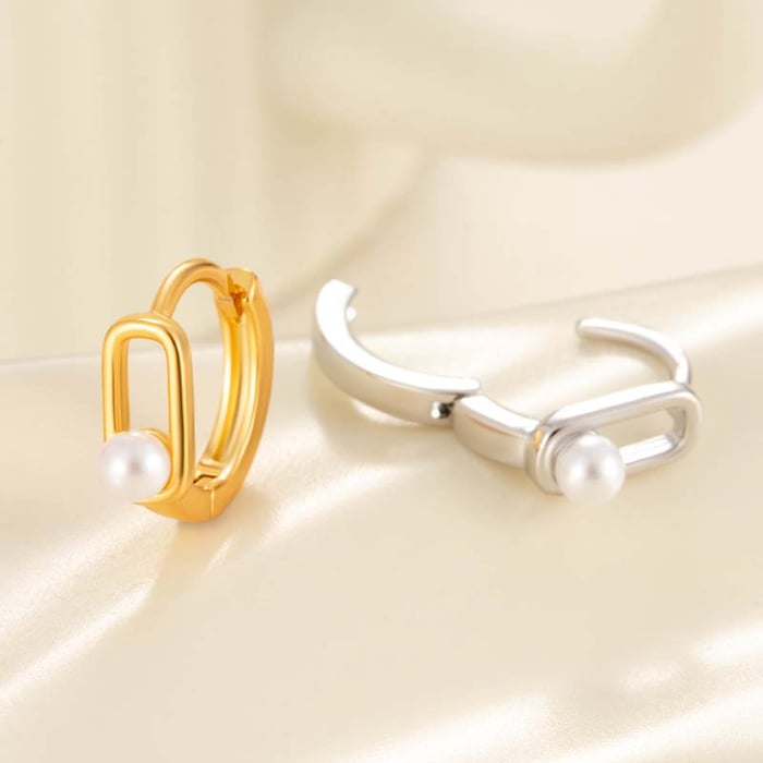 1 Piece Minimalist Series Simple Style Oval Shape Copper Women's Hoop Earrings h5Picture5