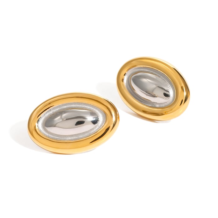 1 paar  gouden roestvrijstalen kleur bijpassende ovale oorbellen internet beroemdheid model dezelfde mode all-match titanium stalen oorbellen dames oorbellen h5Afbeelding6