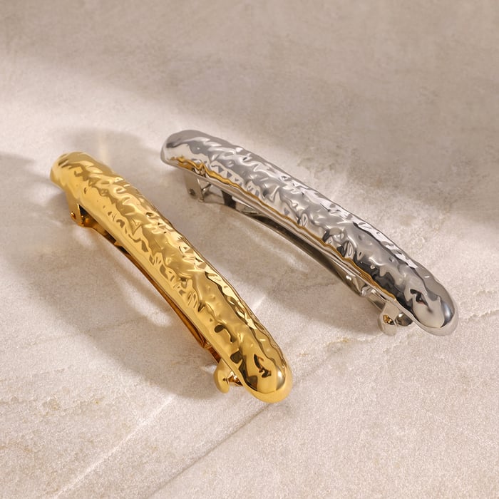 1 pair simple series daily geometric stainless steel  gold plated women hair clips Picture4