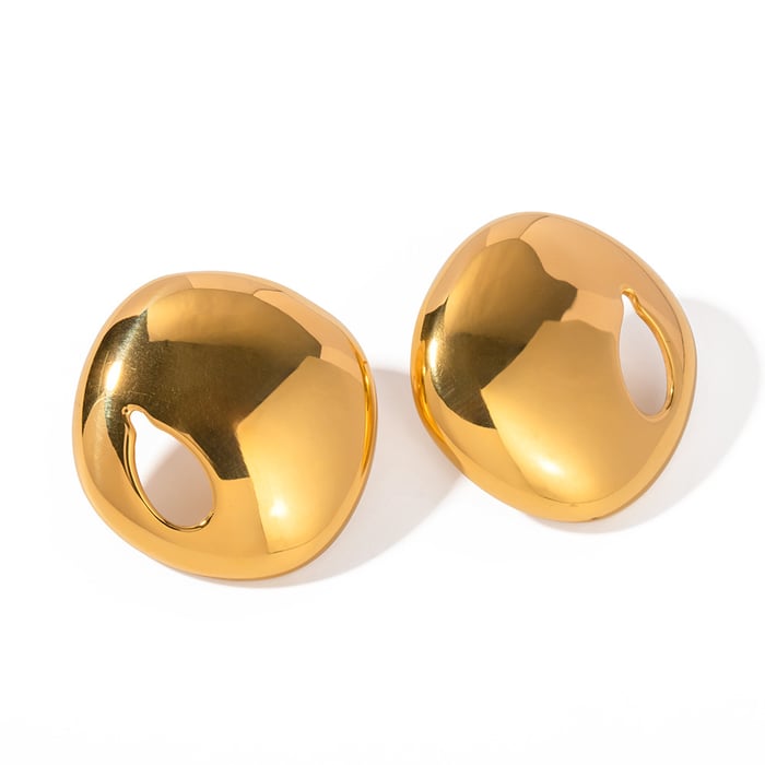 1 Paar einfache Serie lässig geometrische Edelstahl 18 Karat vergoldet Frauen Ohrstecker h5Bild6
