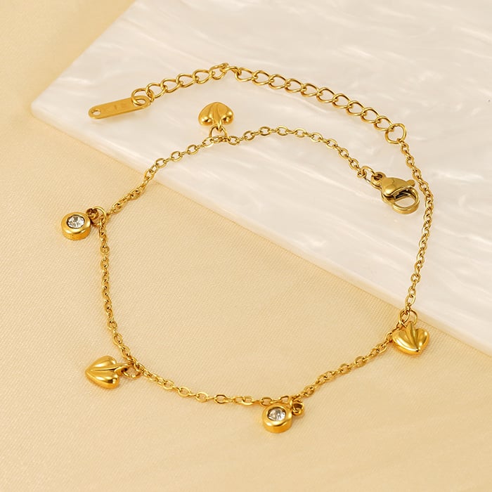 1 piece simple series classic heart stainless steel  gold plated women chain bracelets h5Picture5