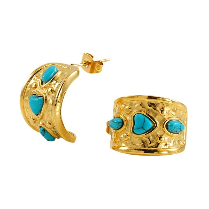 1 pair simple series retro polka dots stainless steel  gold plated women stud earrings h5Picture6
