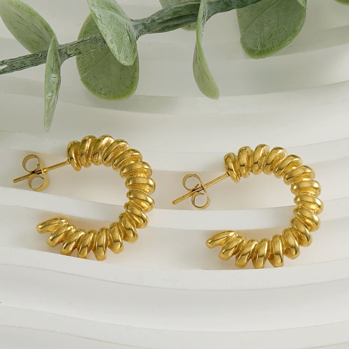 1 Paar Simple Series Simple Twist Edelstahl 18 Karat vergoldete Damen-Ohrstecker h5Bild4