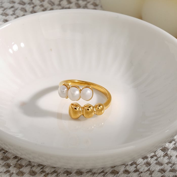 1 Piece Charming Series Elegant Spiral Shape Stainless Steel Gold Color Women's Single Rings h5Picture7