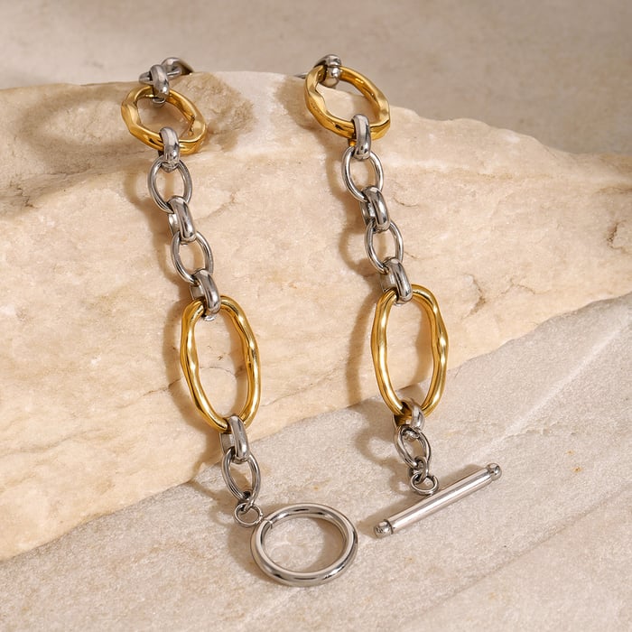 1 piece simple series simple annular stainless steel  gold plated women chain bracelets h5Picture4