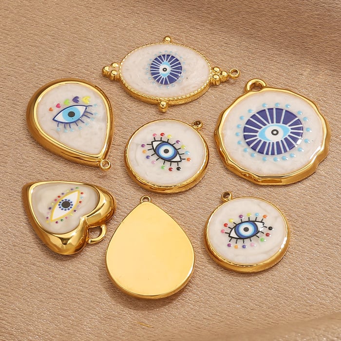 Retro Colorful Eye Stainless Steel Women's Pendants h5Picture5