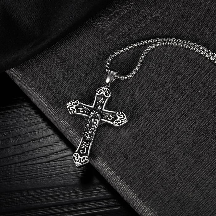 1 pezzo di collana da uomo in acciaio inossidabile con croce di alta qualità Immagine3