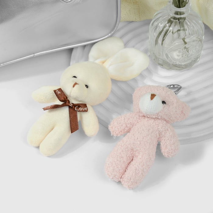 1 Piece Cute Plush Mini Doll Bear Bunny Bag Charms h5Picture4
