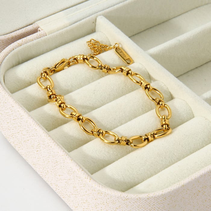 Simplicity Series Gold Color Stainless Steel Chain Bracelet Picture4