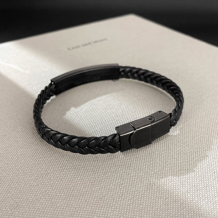 Minimalistische schwarze Herrenarmbänder aus Edelstahl h5Bild5